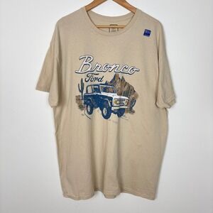 Ford Bronco Graphic Short Sleeve T Shirt Mens Sz XL Tan Retro Americana Gorpcore